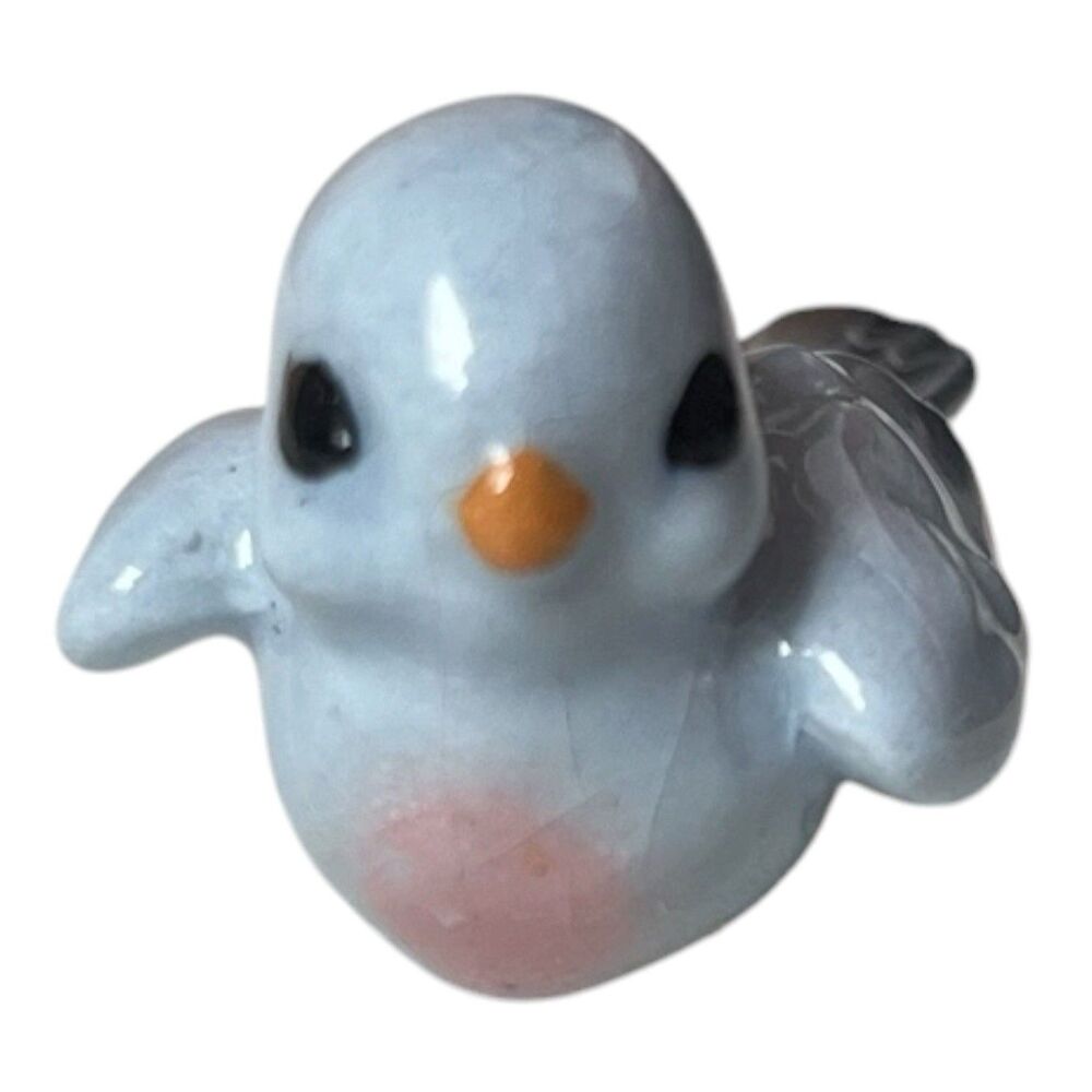 Vintage Hagen Renaker Miniature Bluebird Porcelain Wire Legs Crazing 1-1/2"